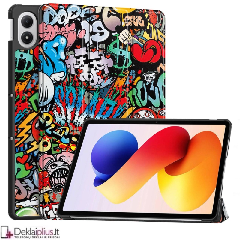 Dirbtinės odos atverčiamas dėklas - graffiti (Xiaomi Redmi Pad 2 Pro) Dirbtinės odos atverčiamas dėklas - graffiti (Xiaomi Redmi Pad 2 Pro)